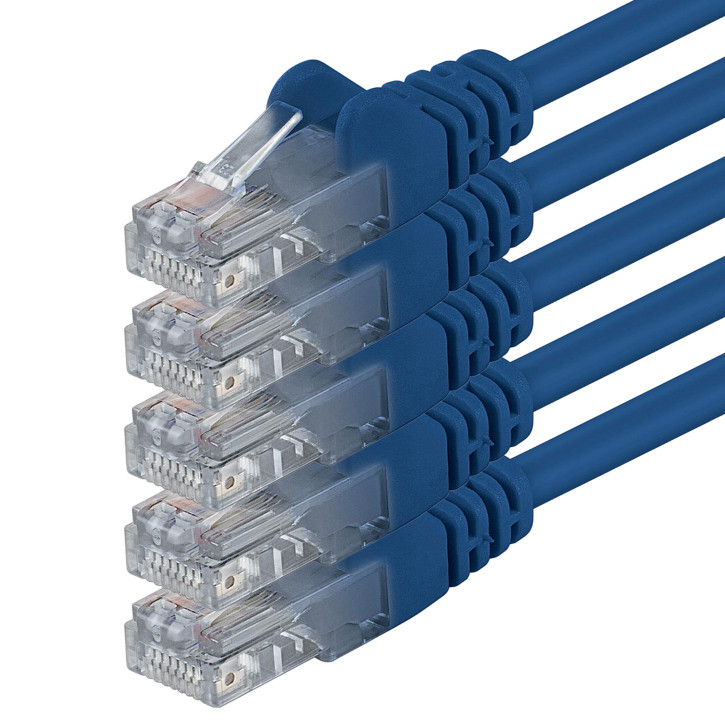 5x 1m - CAT.6 - Netzwerk- Patch- Ethernet- Lan- Kabel RJ45 - Blau - für Switch, Router, Homeoffice