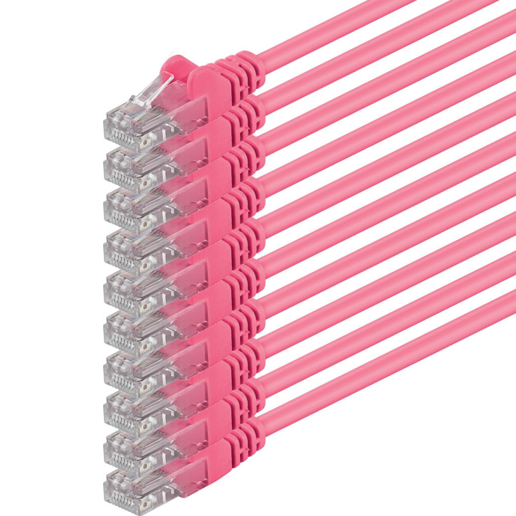 10x 1m - CAT.6 - Netzwerk- Patch- Ethernet- Lan- Kabel RJ45 - Magenta - für Switch, Router, Homeoffice
