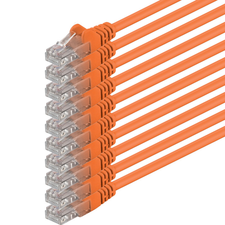 10x 2m - CAT.6 - Netzwerk- Patch- Ethernet- Lan- Kabel RJ45 - Orange - für Switch, Router, Homeoffice