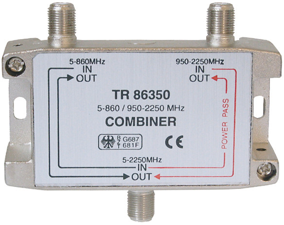SAT-TV-Einspeisweiche, 5-860MHz 950-2250MHz, DC