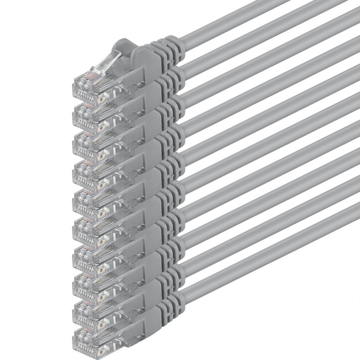 10x 3m - CAT.6 - Netzwerk- Patch- Ethernet- Lan- Kabel RJ45 - Grau - für Switch, Router, Homeoffice
