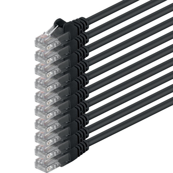 10x 5m - CAT.6 - Netzwerk- Patch- Ethernet- Lan- Kabel RJ45 - Schwarz - für Switch, Router, Homeoffice