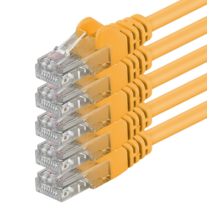 5x 3m - CAT.6 - Netzwerk- Patch- Ethernet- Lan- Kabel RJ45 - Gelb - für Switch, Router, Homeoffice