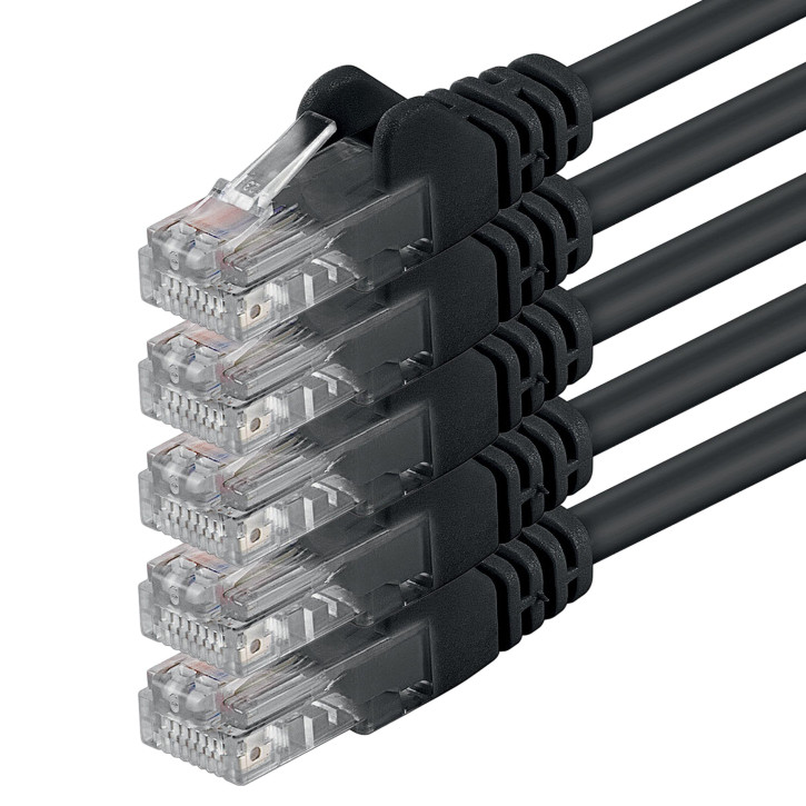 5x 0.25m - CAT.6 - Netzwerk- Patch- Ethernet- Lan- Kabel RJ45 - Schwarz - für Switch, Router, Homeoffice