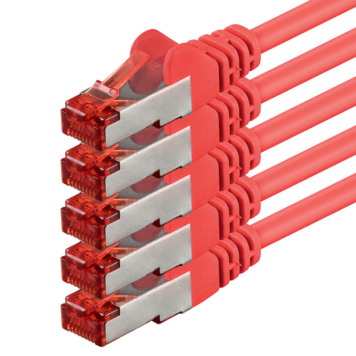 5x 3m - CAT.6 - Netzwerk- Patch- Ethernet- Lan- Kabel RJ45 - Rot - für Switch, Router, Homeoffice 5x 3m - CAT.6 - Netzwerk- Patch- Ethernet- Lan- Kabel RJ45 - Rot - für Switch, Router, Homeoffice