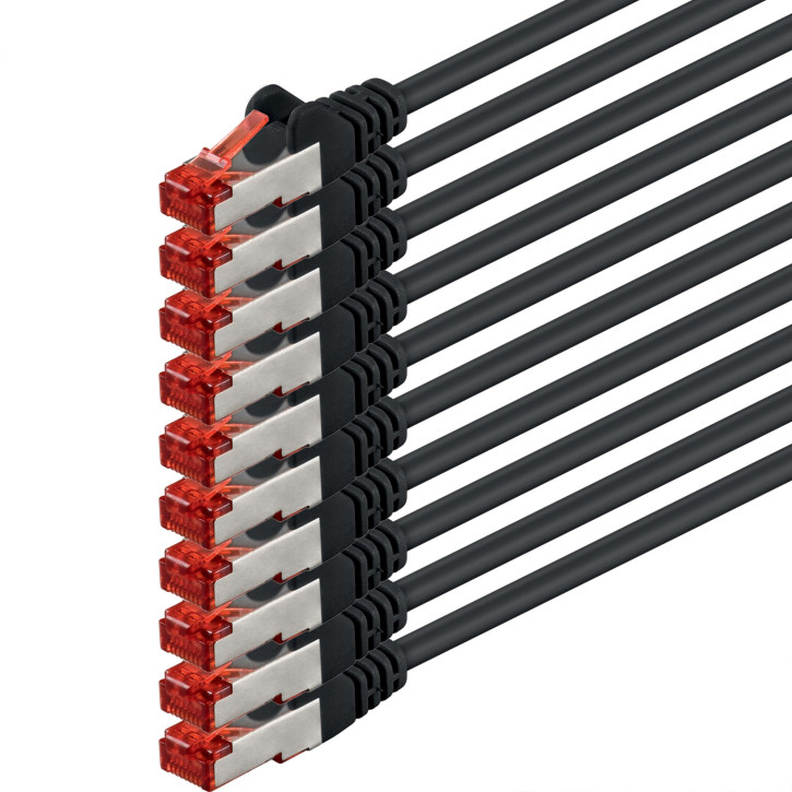 10x 1m - CAT.6 - Netzwerk- Patch- Ethernet- Lan- Kabel RJ45 - Schwarz - für Switch, Router, Homeoffice 10x 1m - CAT.6 - Netzwerk- Patch- Ethernet- Lan- Kabel RJ45 - Schwarz - für Switch, Router, Homeoffice