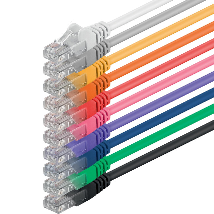 10x 15m - CAT.6 - Netzwerk- Patch- Ethernet- Lan- Kabel RJ45 - 10 Farben - für Switch, Router, Homeoffice
