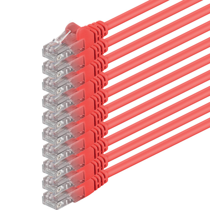 10x 5m - CAT.6 - Netzwerk- Patch- Ethernet- Lan- Kabel RJ45 - Rot - für Switch, Router, Homeoffice