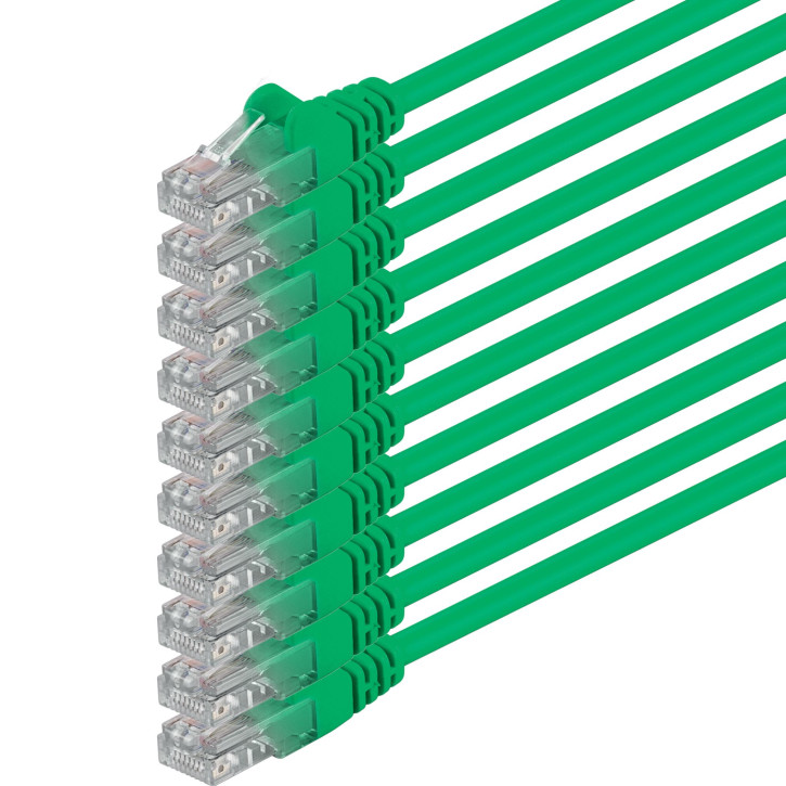 10x 7.5m - CAT.6 - Netzwerk- Patch- Ethernet- Lan- Kabel RJ45 - Grün - für Switch, Router, Homeoffice