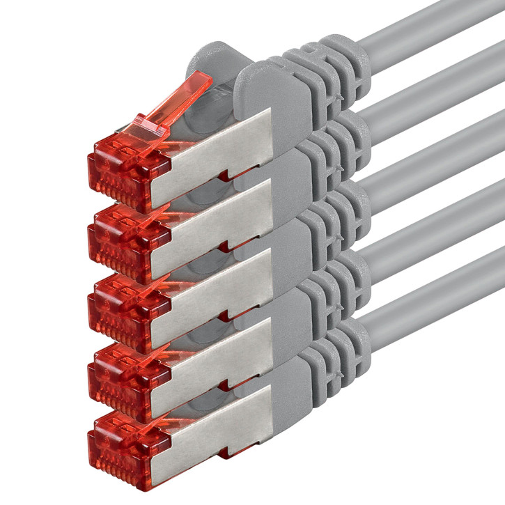 5x 1m - CAT.6 - Netzwerk- Patch- Ethernet- Lan- Kabel RJ45 - Grau - für Switch, Router, Homeoffice 5x 1m - CAT.6 - Netzwerk- Patch- Ethernet- Lan- Kabel RJ45 - Grau - für Switch, Router, Homeoffice