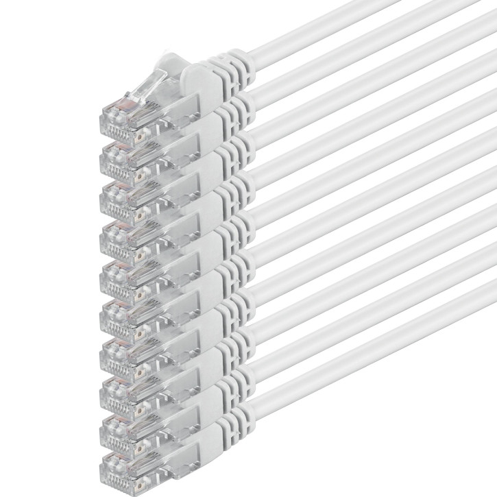 10x 1m - CAT.6 - Netzwerk- Patch- Ethernet- Lan- Kabel RJ45 - Weiß - für Switch, Router, Homeoffice