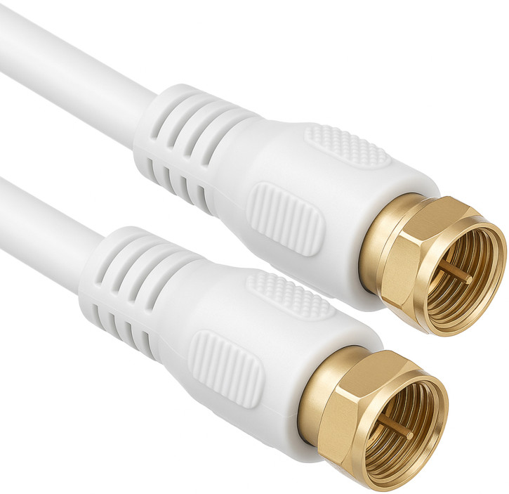 1aTTack SAT Anschluss Kabel Antennenkabel Weiß F-Stecker auf F-Stecker (vergoldet) doppelt geschirmt (Al Folienschirmung + Geflecht) 85db Stecker undKupplung zu 100% geschirmt mit Schirmblech 3,5m 3,5 Meter weiss
