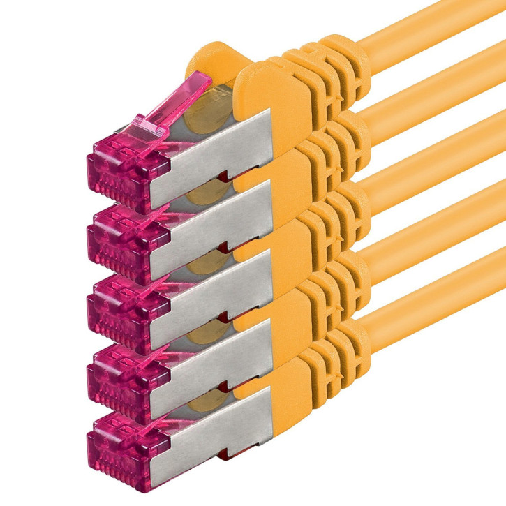 5x 0.5m - CAT.6a - Netzwerk- Patch- Ethernet- Lan- Kabel RJ45 (GHMT) - Gelb - für Switch, Router, Homeoffice