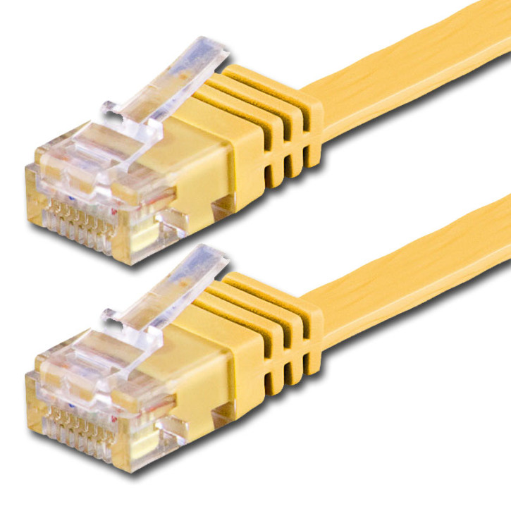 1x 0.5m - CAT.6 - Netzwerk- Patch- Ethernet- Lan- Kabel RJ45 flach - Gelb - für Switch, Router, Homeoffice
