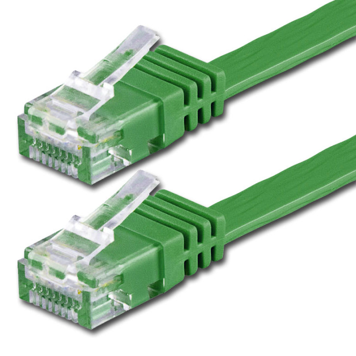 1x 0.5m - CAT.6 - Netzwerk- Patch- Ethernet- Lan- Kabel RJ45 flach - Grün - für Switch, Router, Homeoffice