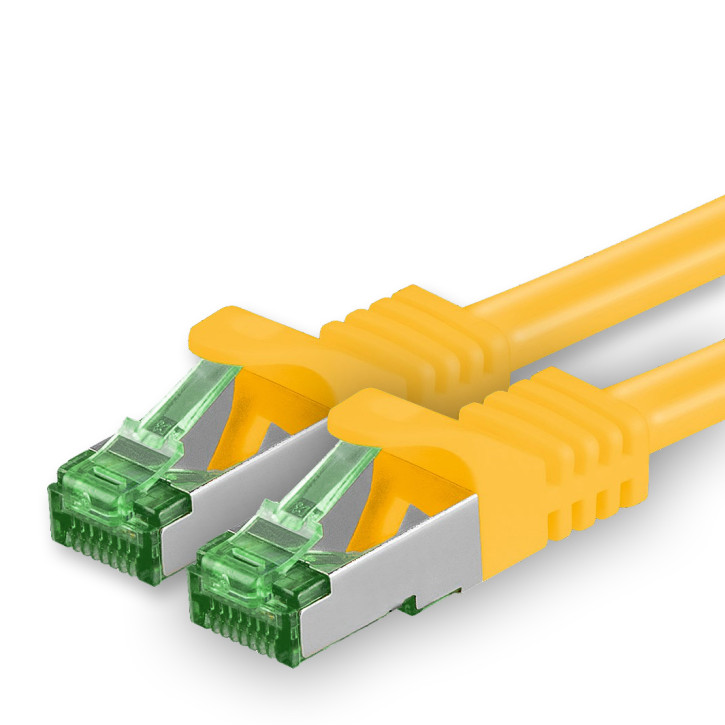 1x 0.25m - CAT.7 - Netzwerk- Patch- Ethernet- Lan- Kabel RJ45 Cat.6a Stecker - Gelb - für Switch, Router, Homeoffice