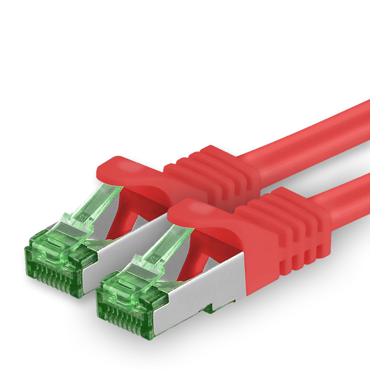 1x 0.25m - CAT.7 - Netzwerk- Patch- Ethernet- Lan- Kabel RJ45 Cat.6a Stecker - Rot - für Switch, Router, Homeoffice