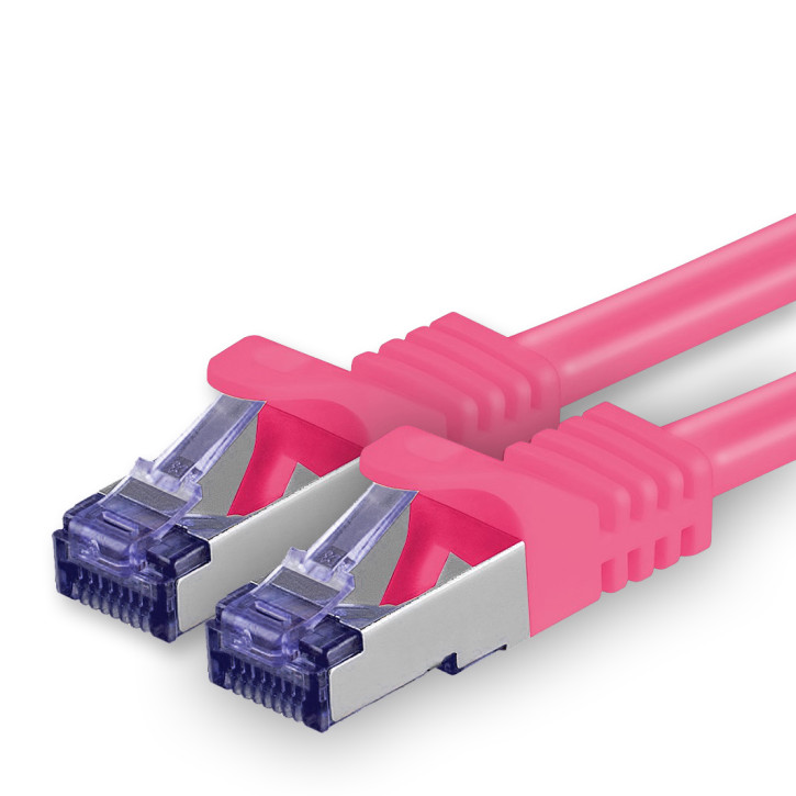 1x 0.25m - CAT.7 - Netzwerk- Patch- Ethernet- Lan- Kabel RJ45 Cat.6a Stecker - Magenta - für Switch, Router, Homeoffice