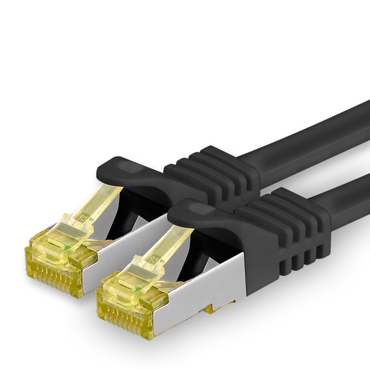 1x 0.25m - CAT.7 - Netzwerk- Patch- Ethernet- Lan- Kabel RJ45 Cat.6a Stecker - Schwarz - für Switch, Router, Homeoffice