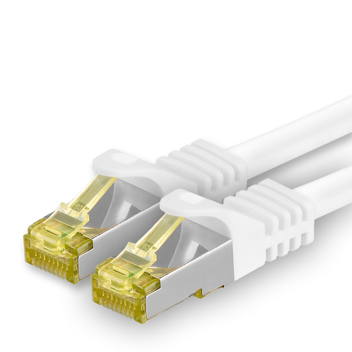 1x 0.25m - CAT.7 - Netzwerk- Patch- Ethernet- Lan- Kabel RJ45 Cat.6a Stecker - Weiß - für Switch, Router, Homeoffice