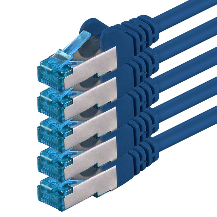 5x 0.5m - CAT.6a - Netzwerk- Patch- Ethernet- Lan- Kabel RJ45 - Blau - für Switch, Router, Homeoffice