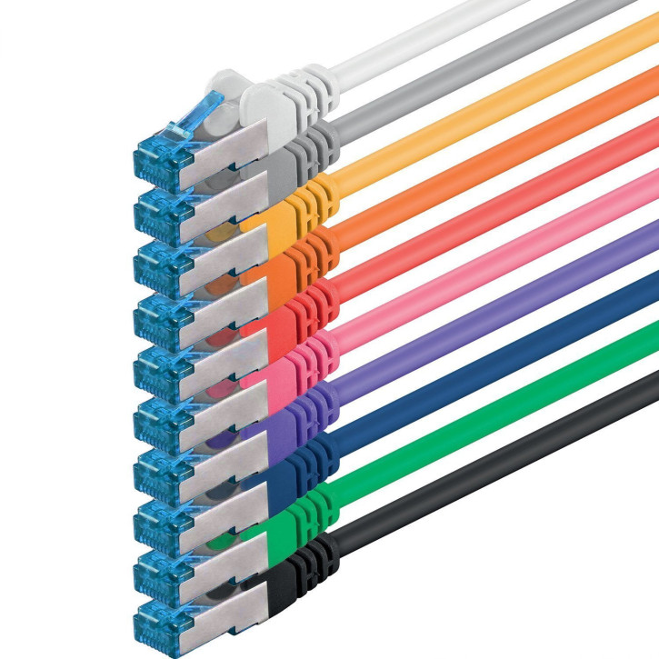 10x 0.5m - CAT.6a - Netzwerk- Patch- Ethernet- Lan- Kabel RJ45 - 10 Farben - für Switch, Router, Homeoffice
