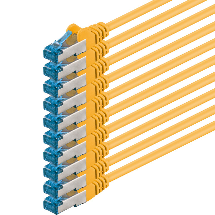 10x 0.5m - CAT.6a - Netzwerk- Patch- Ethernet- Lan- Kabel RJ45 - Gelb - für Switch, Router, Homeoffice