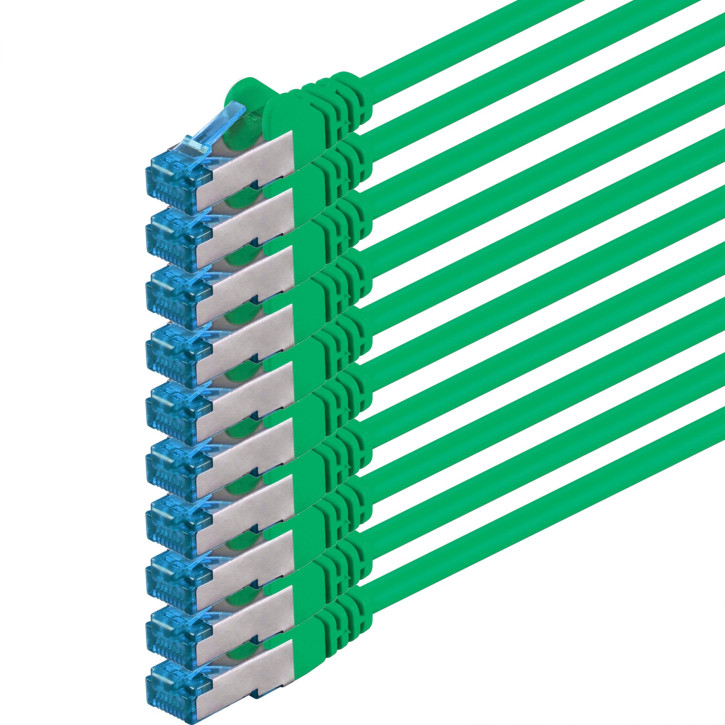 10x 0.5m - CAT.6a - Netzwerk- Patch- Ethernet- Lan- Kabel RJ45 - Grün - für Switch, Router, Homeoffice