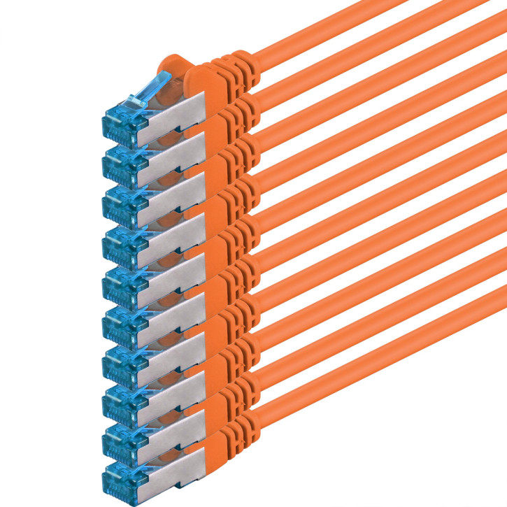 10x 0.5m - CAT.6a - Netzwerk- Patch- Ethernet- Lan- Kabel RJ45 - Orange - für Switch, Router, Homeoffice