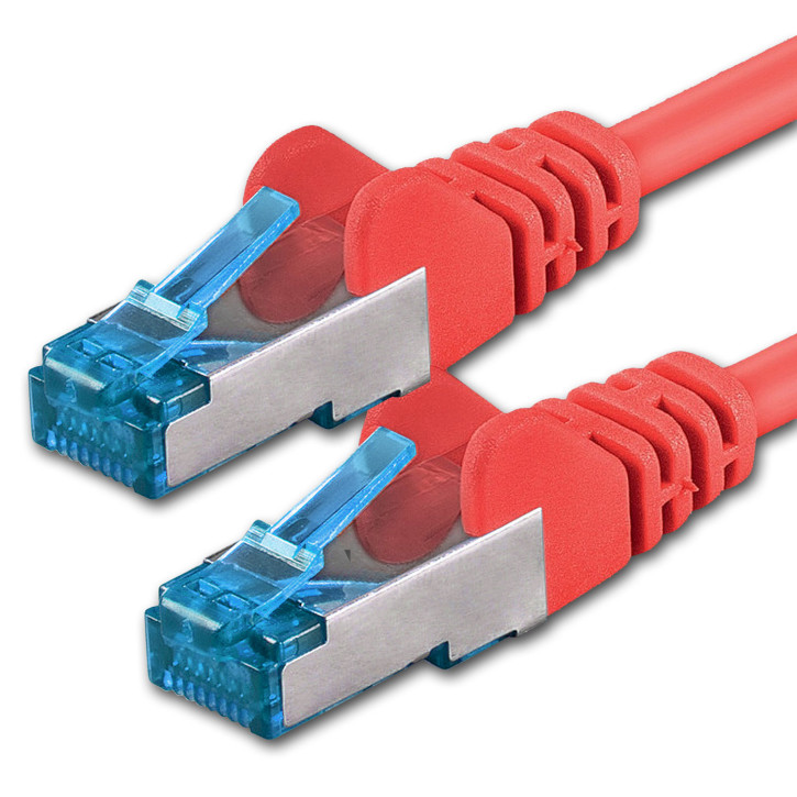 1x 0.25m - CAT.6a - Netzwerk- Patch- Ethernet- Lan- Kabel RJ45 - Rot - für Switch, Router, Homeoffice