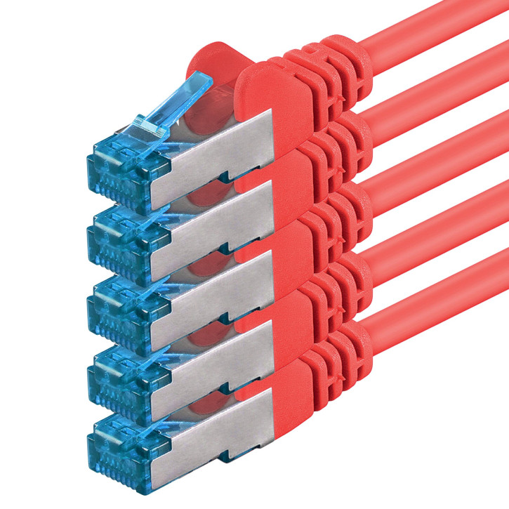 5x 0.5m - CAT.6a - Netzwerk- Patch- Ethernet- Lan- Kabel RJ45 - Rot - für Switch, Router, Homeoffice