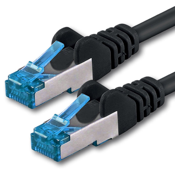 1x 0.25m - CAT.6a - Netzwerk- Patch- Ethernet- Lan- Kabel RJ45 - Schwarz - für Switch, Router, Homeoffice